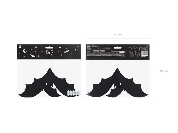 [PartyDeco]Paper decoration Bats, 19-29 cm, black