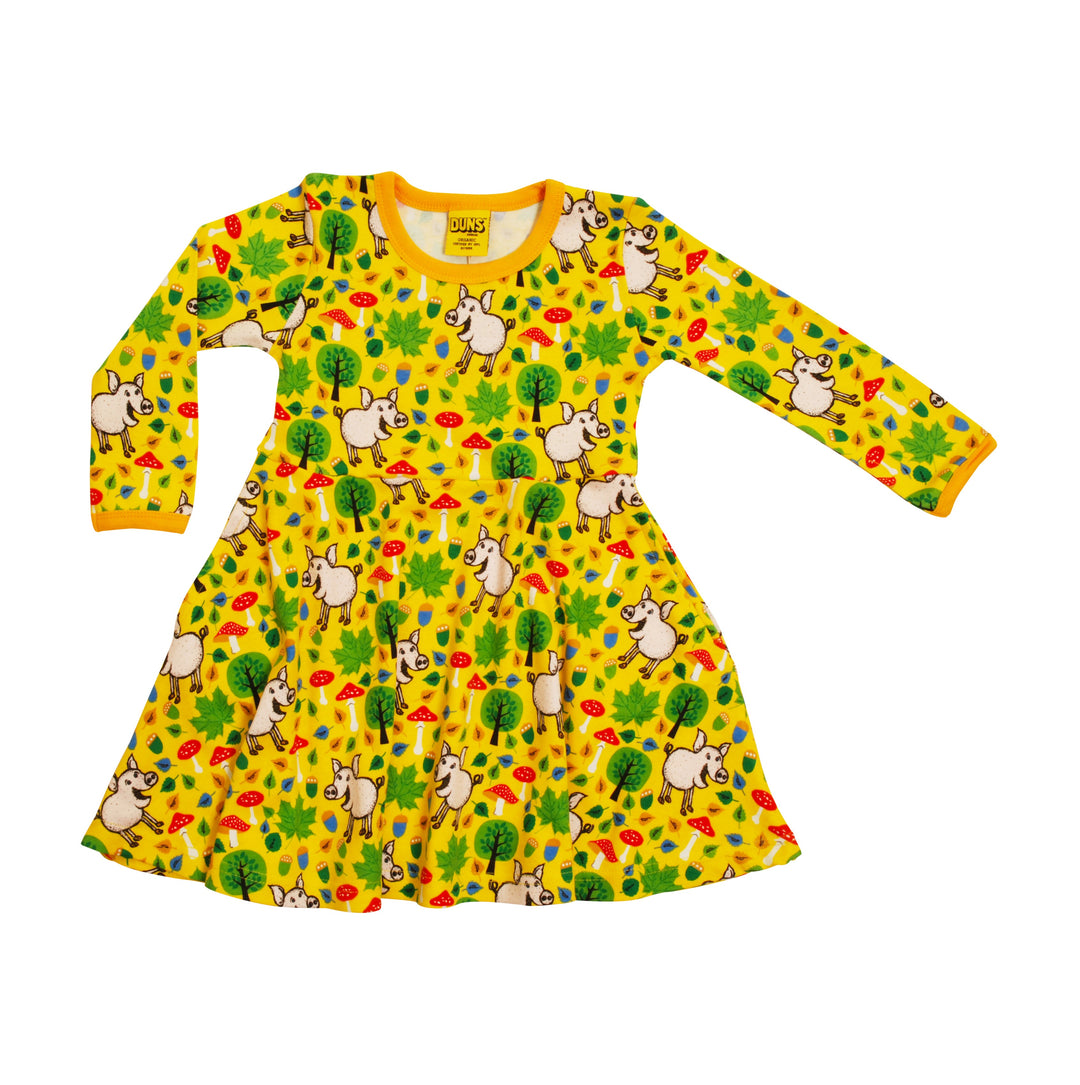 [DUNS Sweden] LS Skater Dress - Pigs and Acorns Citrus Yellow