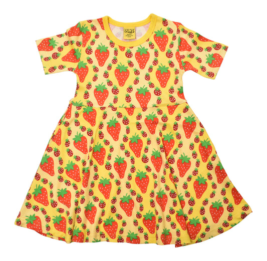 [DUNS Sweden] Short Skater Dress -Strawberries Yellow