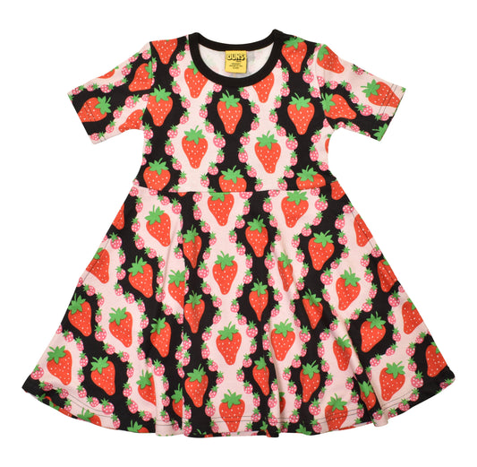 [DUNS Sweden] Short Skater Dress -Strawberries Pink