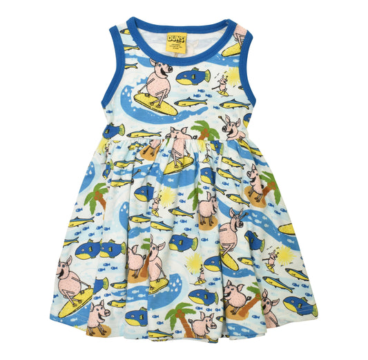 [DUNS Sweden] Gather Dress -Surf Pig Blue