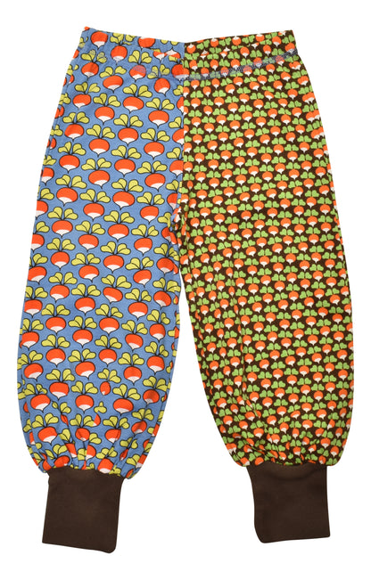 [DUNS Sweden]Baggy Pants-Radish Marina Blue Miexd Print &Mini Radish Chocolate Brown