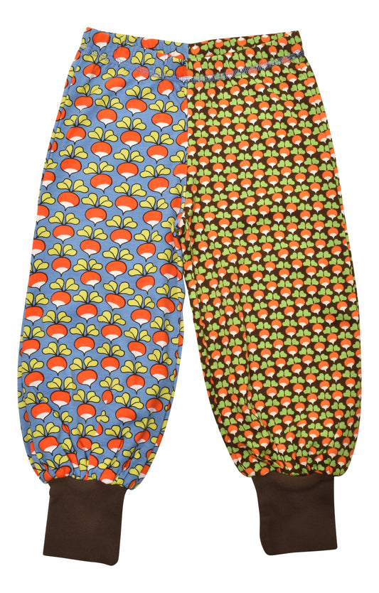 [DUNS Sweden]Baggy Pants-Radish Marina Blue Miexd Print &Mini Radish Chocolate Brown