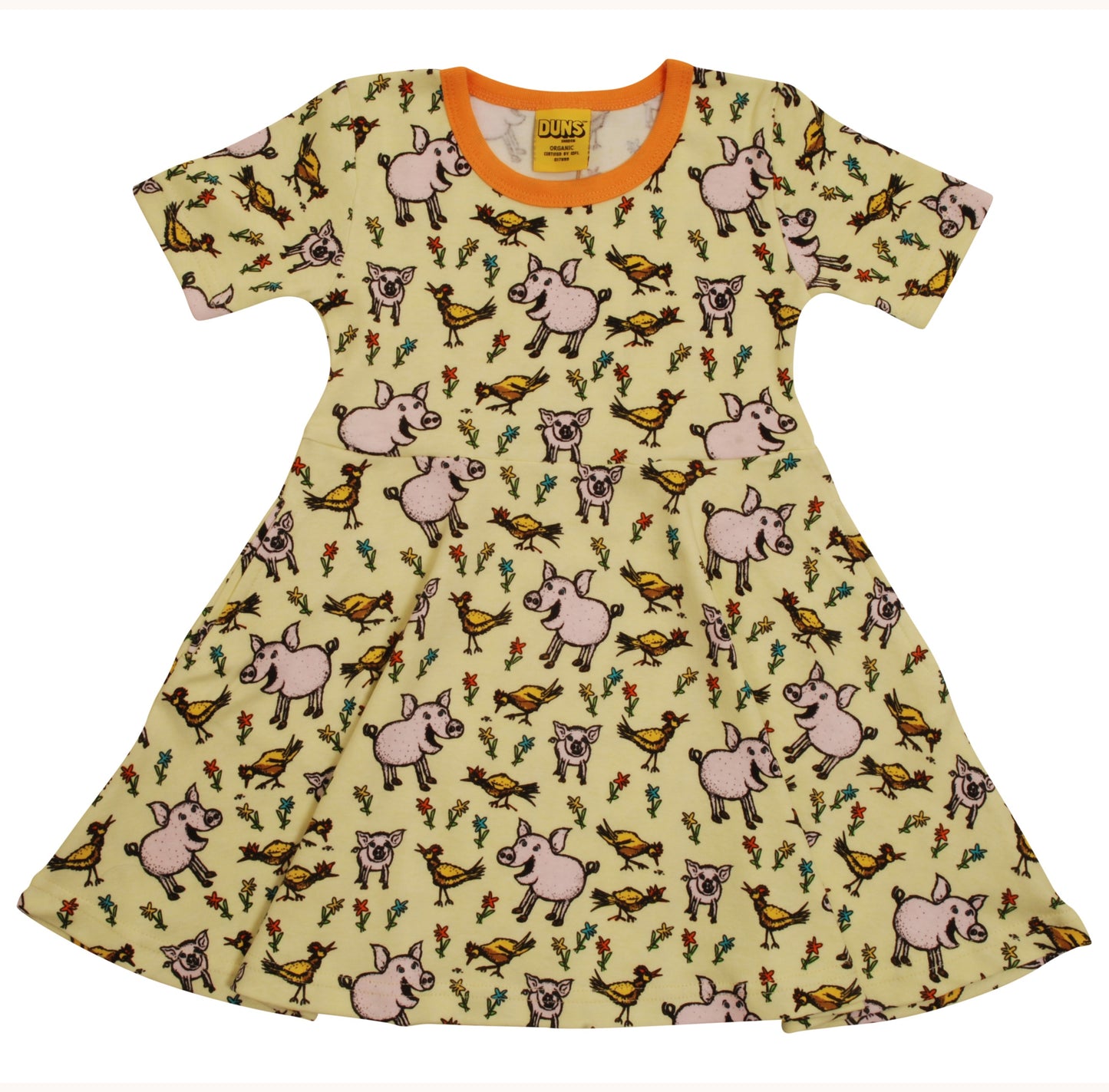 [DUNS Sweden]Short Skater Dress - Pigs and Chicks Green