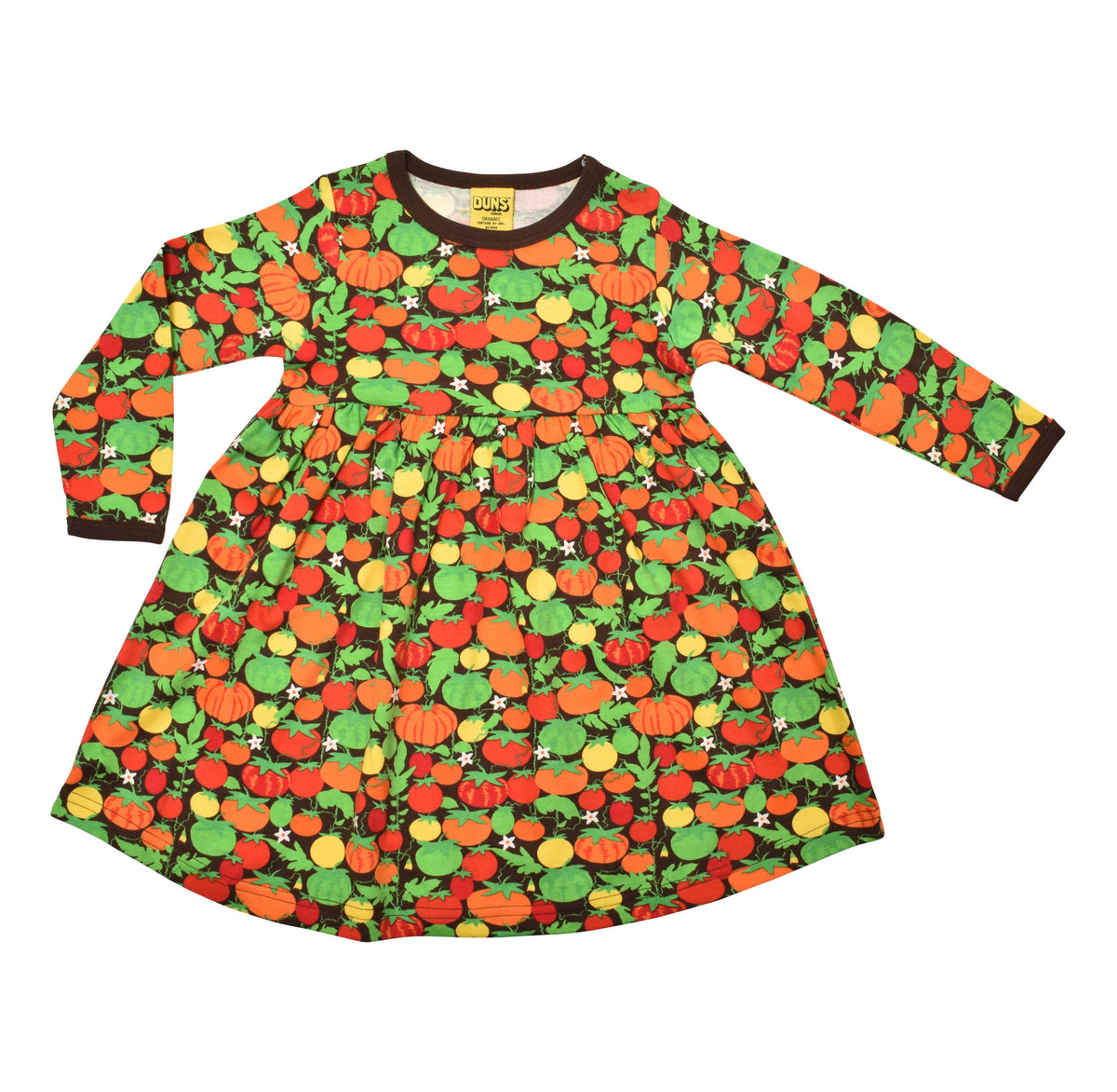 [DUNS Sweden] LS Gather Dress -Tomatoes Dark Brown