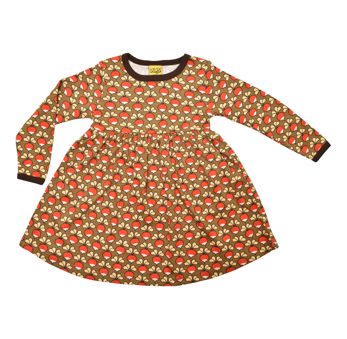 [DUNS Sweden] LS Gather Dress -Radish Brown