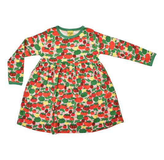 [DUNS Sweden] LS Gather Dress -Tomatoes Pink