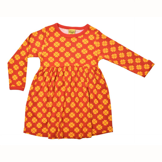 [DUNS Sweden] LS Gather Dress - Clover Pompeian Red