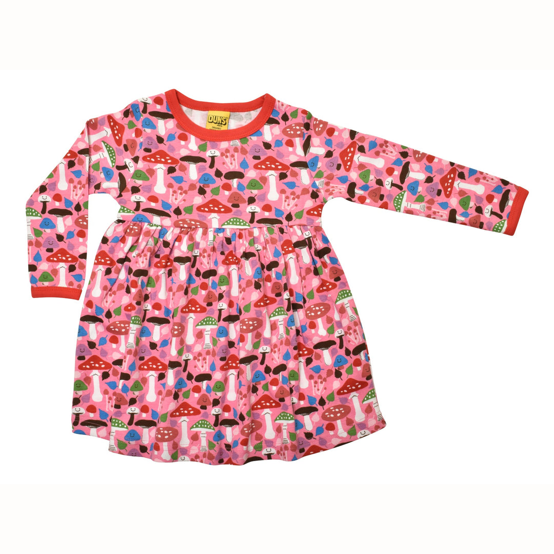 [DUNS Sweden] LS Gather Dress - Mushrooms Pink