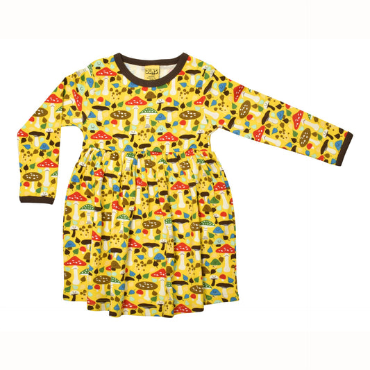 [DUNS Sweden] LS Gather Dress - Mushrooms Yellow