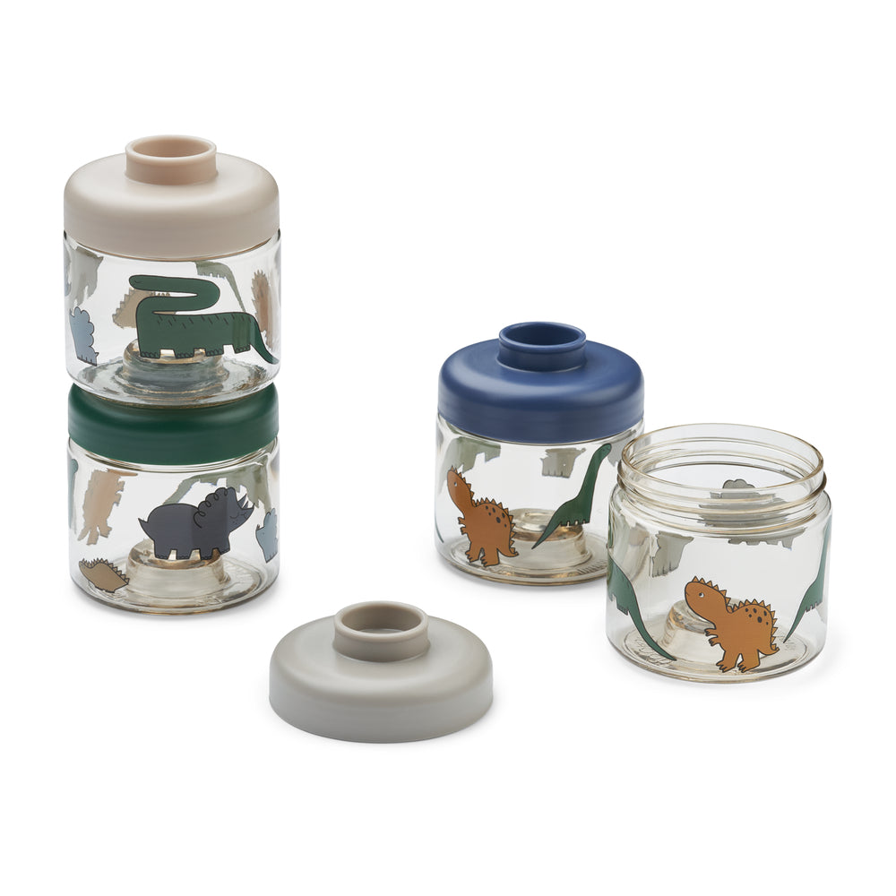 [Liewood] Dominique Baby Food Boxes 4-Pack - Dinosaurs / Mist