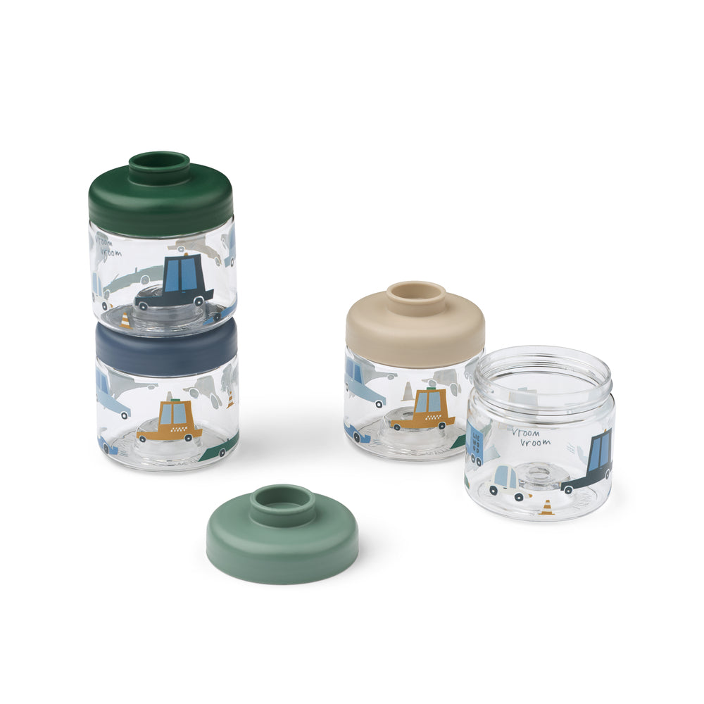 [Liewood] Dominique Baby Food Boxes 4-Pack - Cars/Sandy