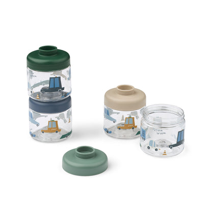 [Liewood] Dominique Baby Food Boxes 4-Pack - Cars/Sandy