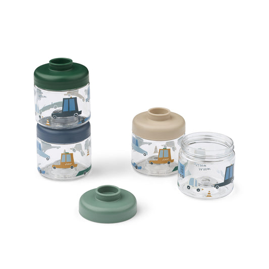 [Liewood] Dominique Baby Food Boxes 4-Pack - Cars/Sandy