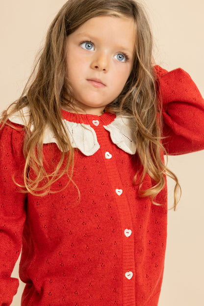 [Floss]Dora Cardigan - Poppy Red Glitter