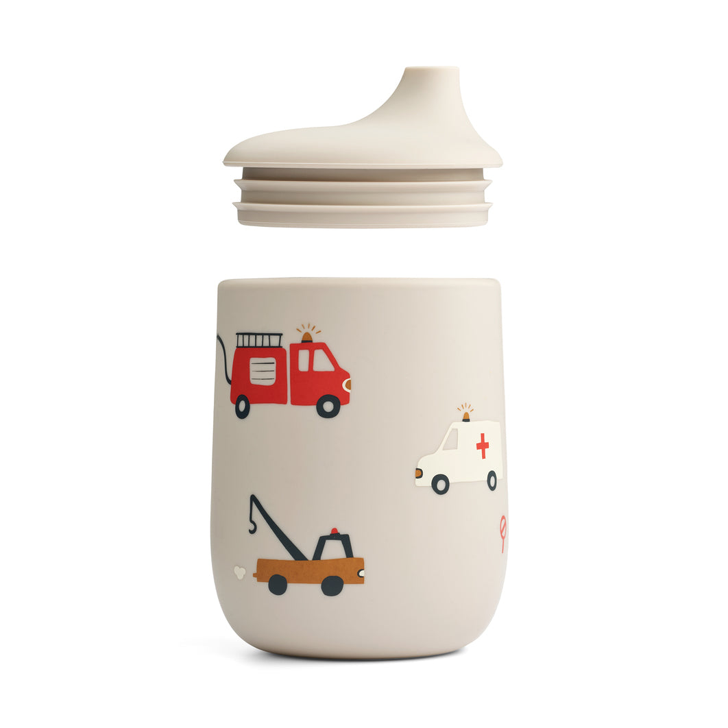 Liewood Ellis sippy cup with straw emergency vehicle/sandy