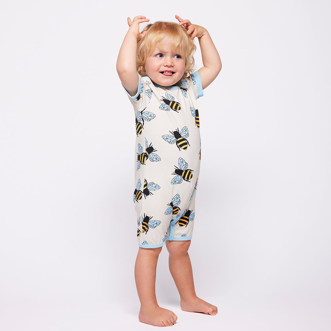 [Smafolk] Elstar Short Sleeved Romper With Bees - Vanilla