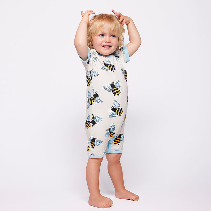 [Smafolk] Elstar Short Sleeved Romper With Bees - Vanilla
