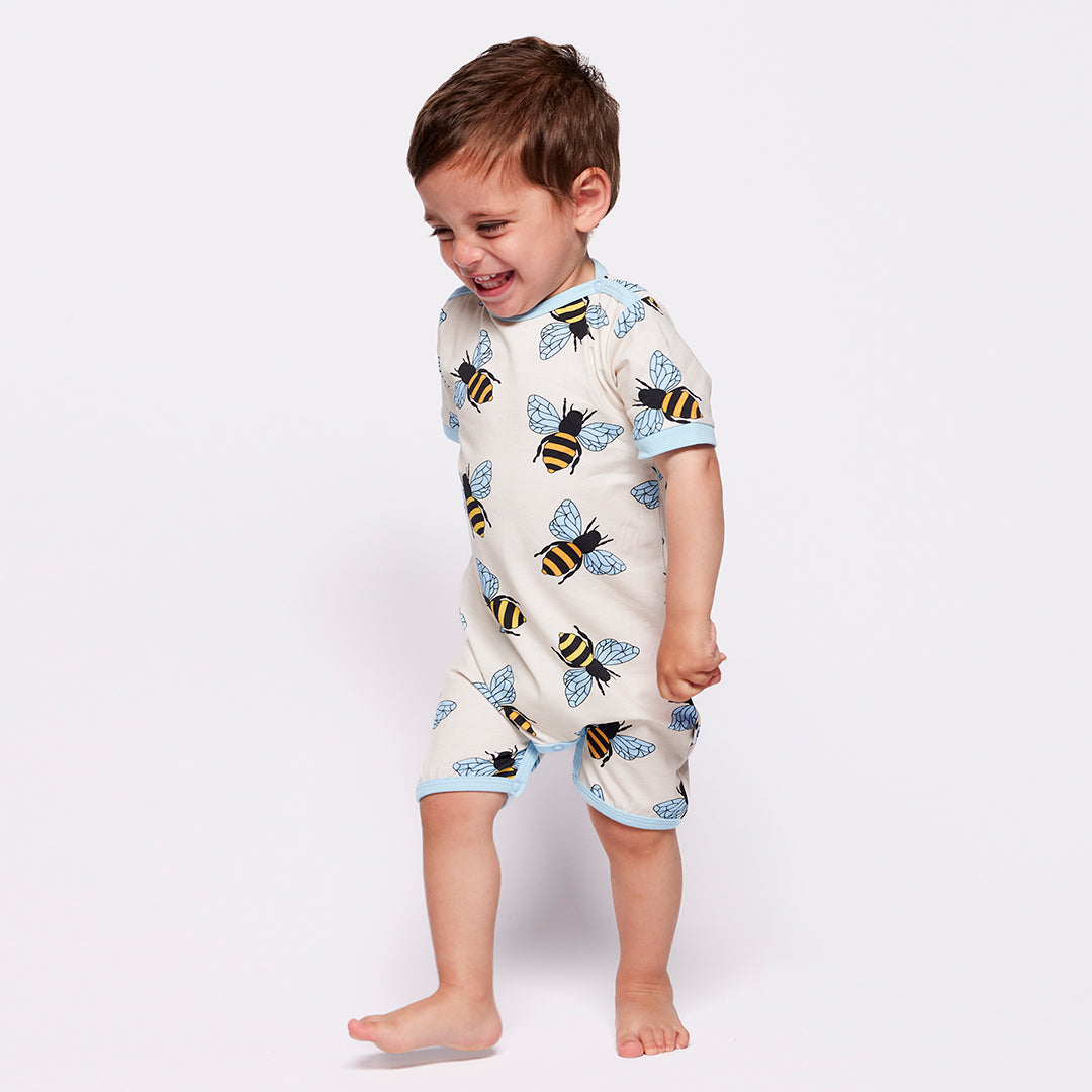 [Smafolk] Elstar Short Sleeved Romper With Bees - Vanilla