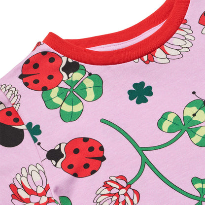 [Smafolk] Elstar Short- Sleeved T-shirt Dress With Ladybugs - Blush Cream