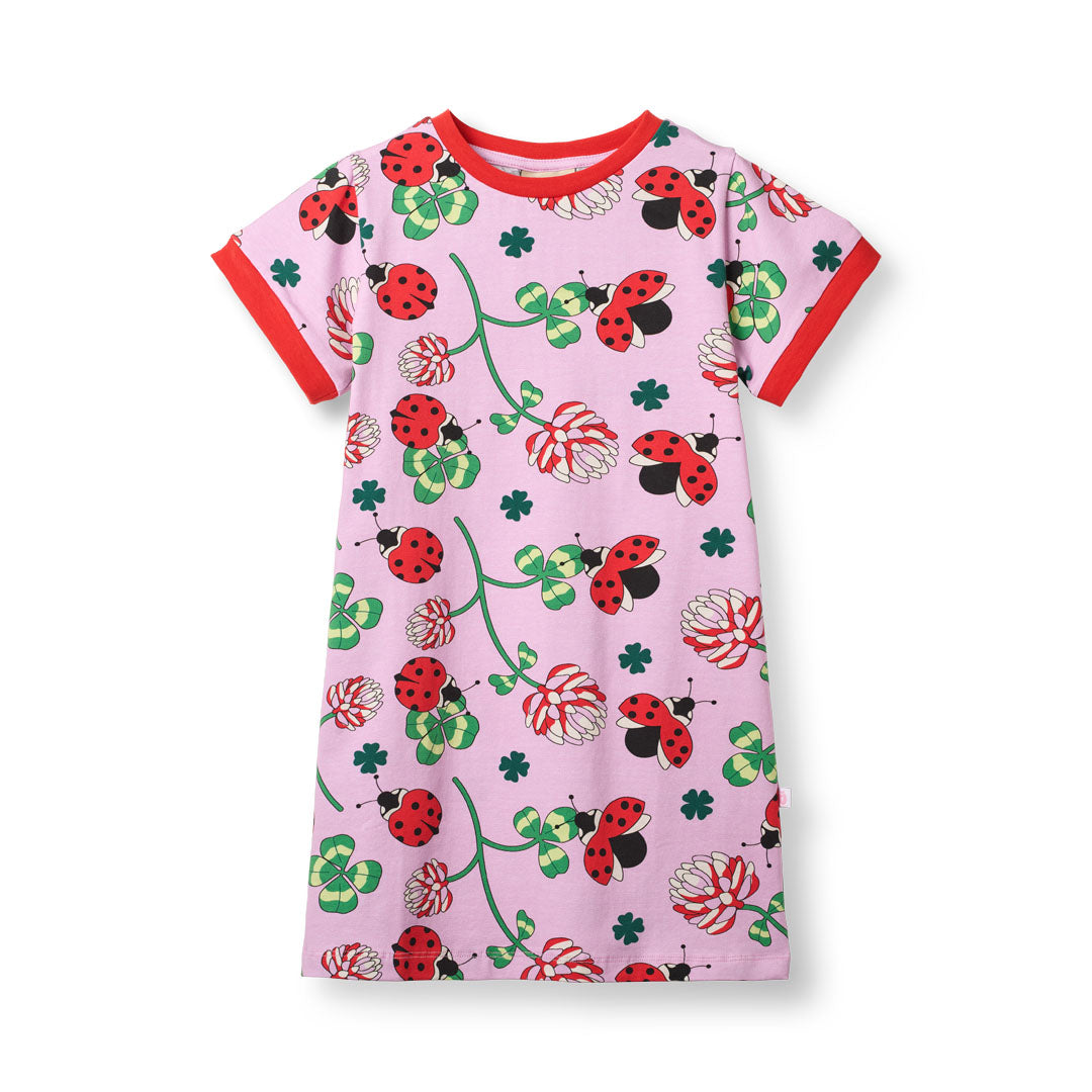 [Smafolk] Elstar Short- Sleeved T-shirt Dress With Ladybugs - Blush Cream
