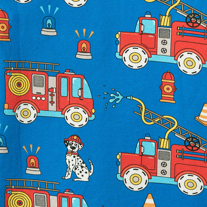 [Smafolk] Elstar Long Sleeve Shirt With Fire Truck - Brilliant Blue