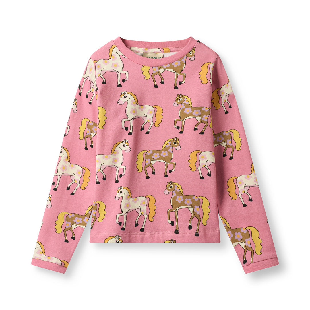 [Smafolk] Elstar Long - Sleeved Top With Horses - Sea Pink