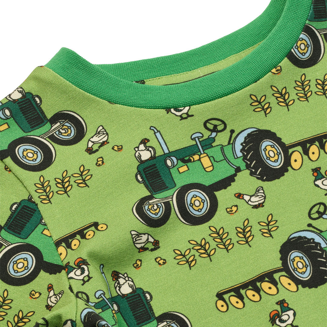 [Smafolk] Elstar Long Sleeved Top With Tractor -Fern