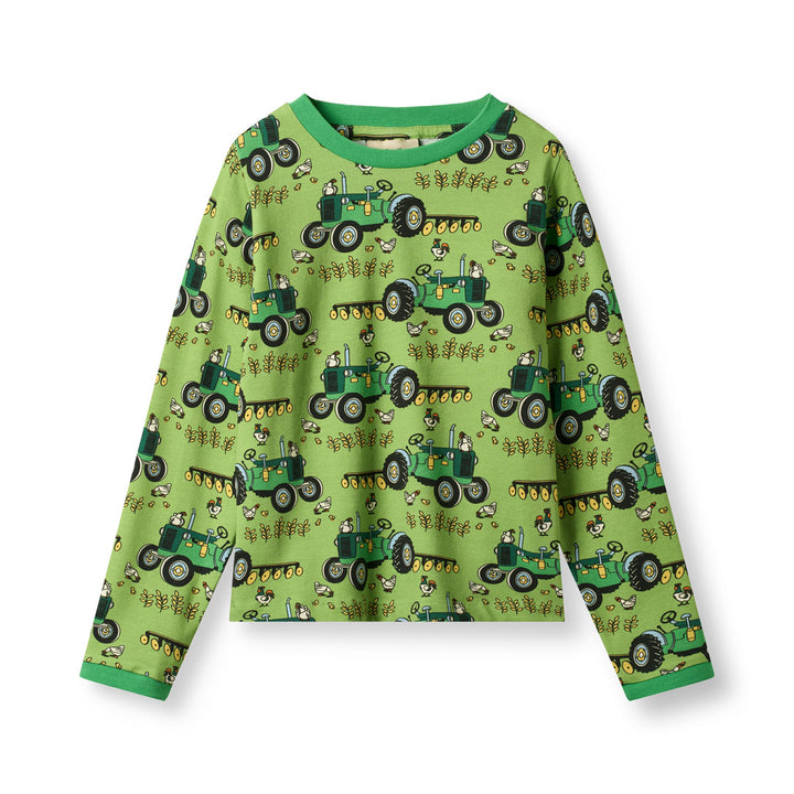 [Smafolk] Elstar Long Sleeved Top With Tractor -Fern