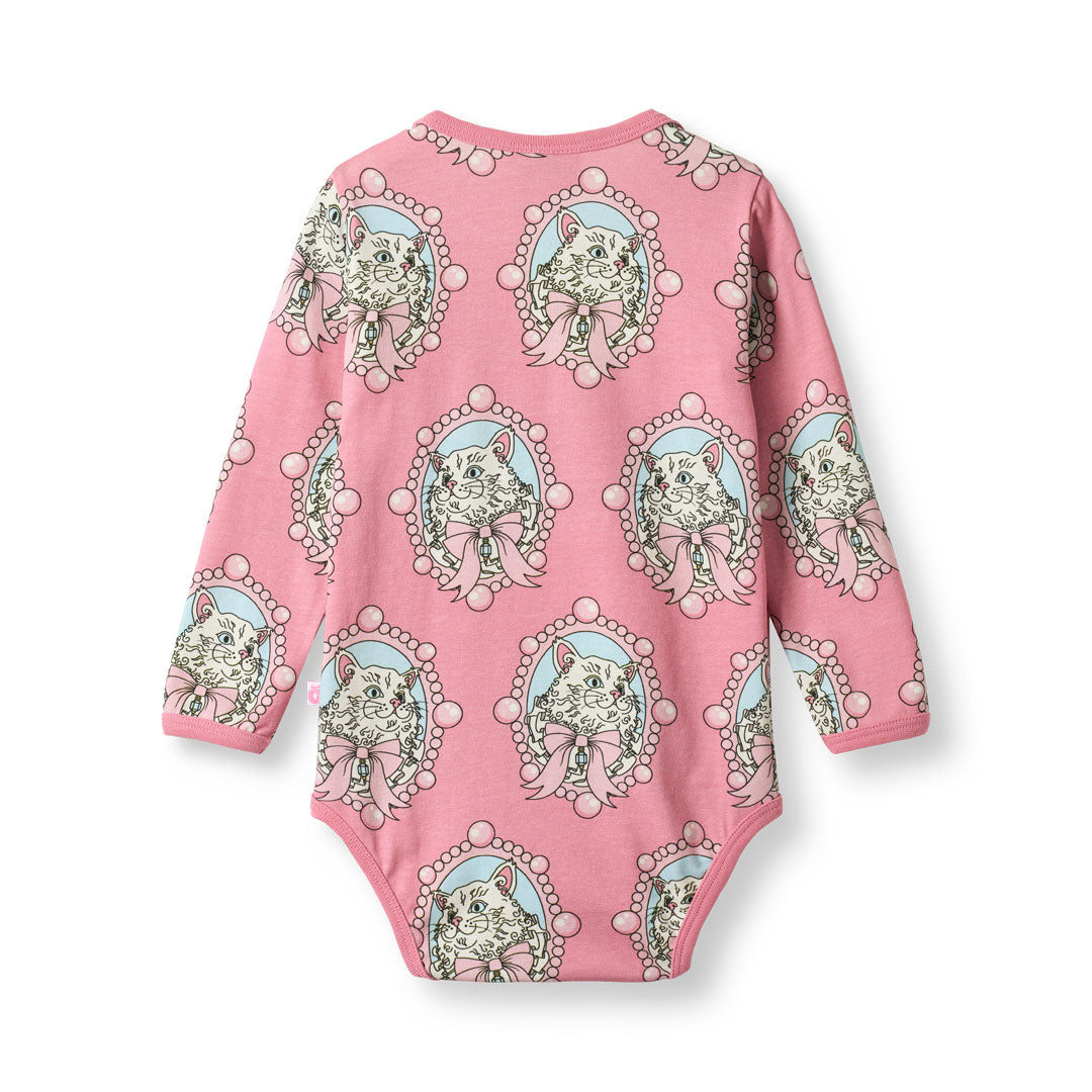 [Smafolk] Elstar Long Sleeved Baby Body With Cats - Blush Cream