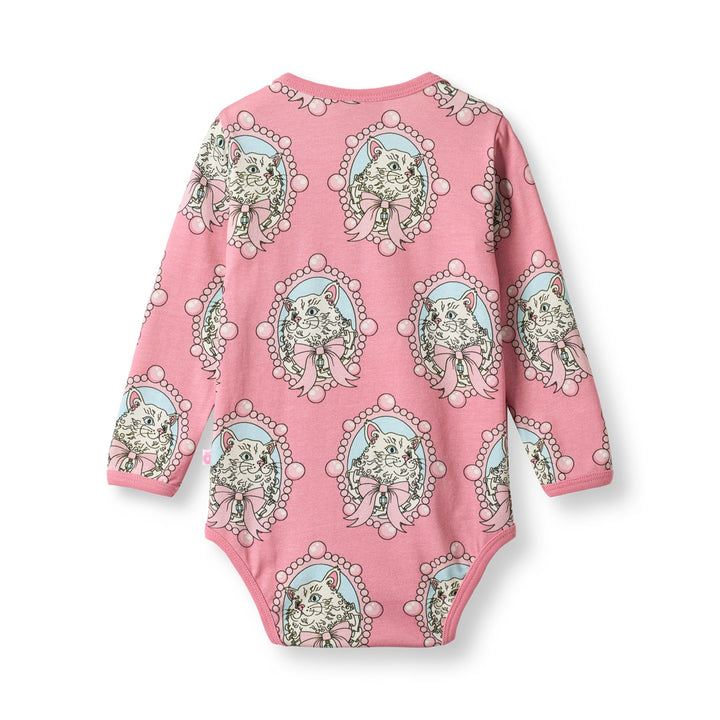 [Smafolk] Elstar Long Sleeved Baby Body With Cats - Blush Cream