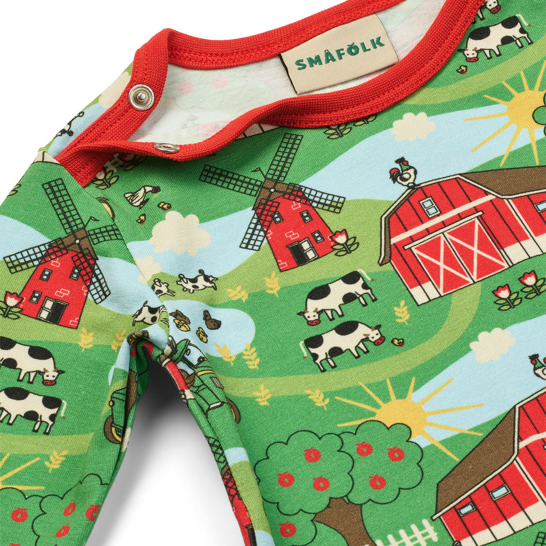 [Smafolk] Elstar Long Sleeved Baby Suit With Farmstead - Green