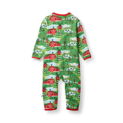 [Smafolk] Elstar Long Sleeved Baby Suit With Farmstead - Green