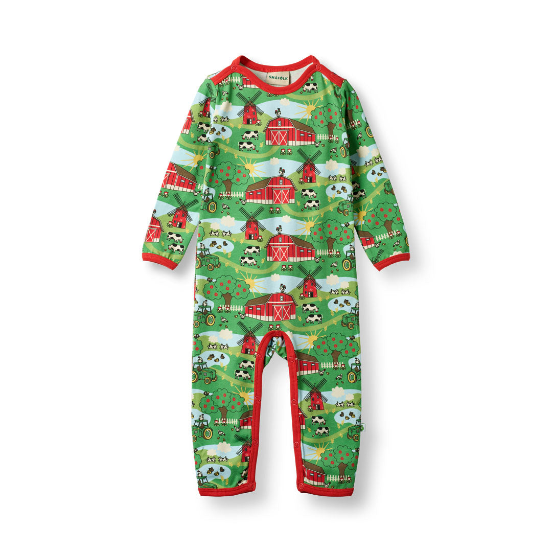 [Smafolk] Elstar Long Sleeved Baby Suit With Farmstead - Green