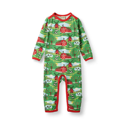 [Smafolk] Elstar Long Sleeved Baby Suit With Farmstead - Green