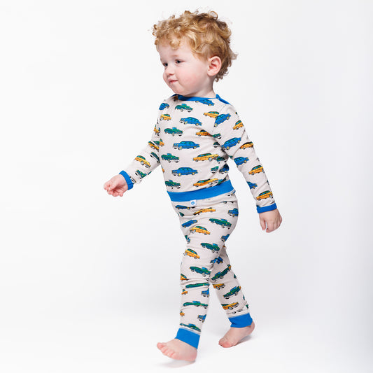 [Smafolk] Elstar Leggings For Baby With Car - Vanilla