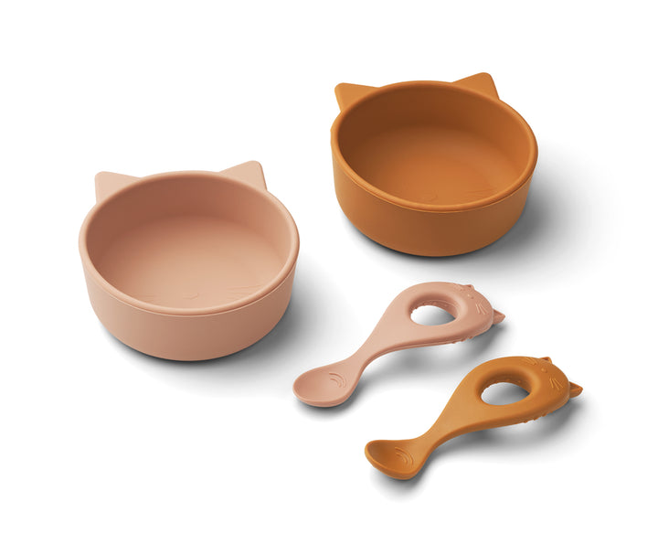 [Liewood] Evan Set 2-Pack Cat Mustard / Dark Rose Mix