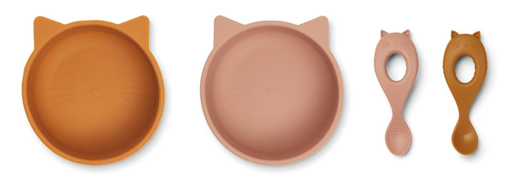 [Liewood] Evan Set 2-Pack Cat Mustard / Dark Rose Mix
