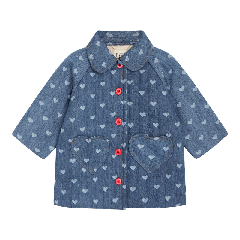 [Floss] Lollo Quilted Coat - Blue Denim / Hearts