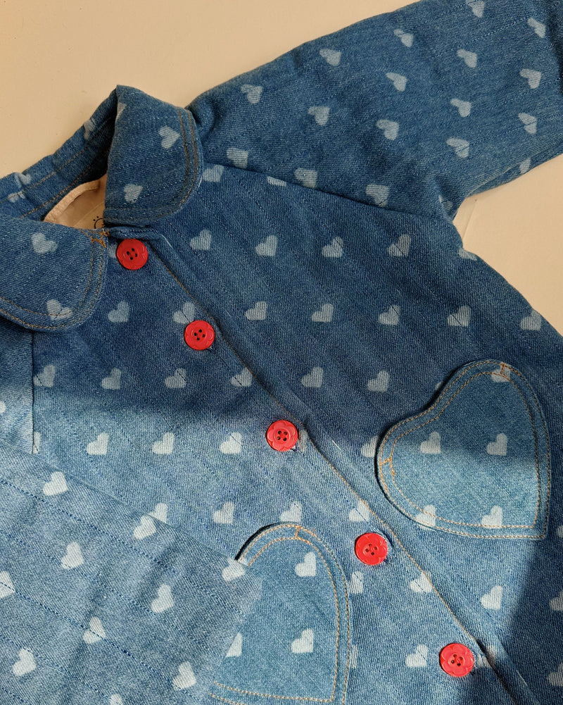 [Floss] Lollo Quilted Coat - Blue Denim / Hearts