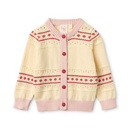 [Floss] Lelou Cardigan - Soft White / Berry Stripe