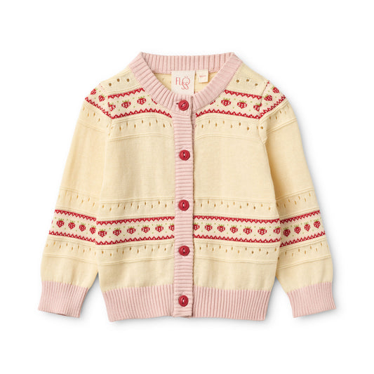 [Floss] Lelou Cardigan - Soft White / Berry Stripe