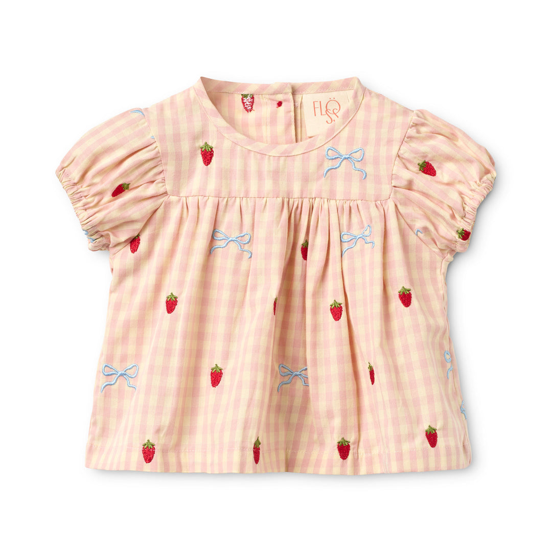 [Floss] Dolly Bow Baby SS Set - Berry/Bow Gingham