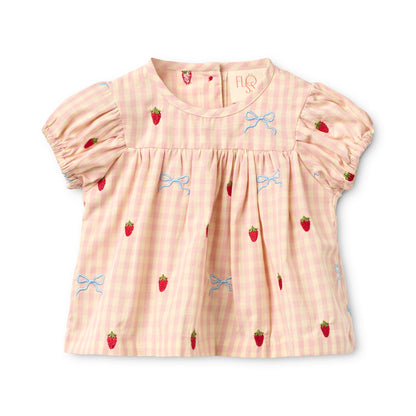 [Floss] Dolly Bow Baby SS Set - Berry/Bow Gingham