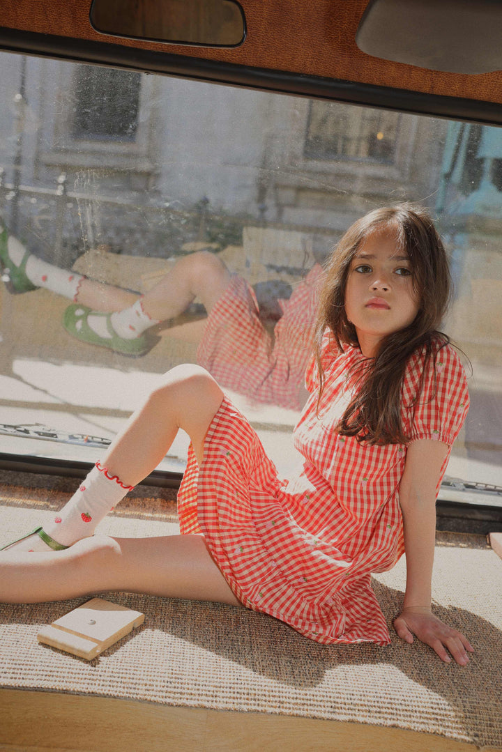 [Floss] Molly Pineberry Dress - Red-pink Berry Gingham