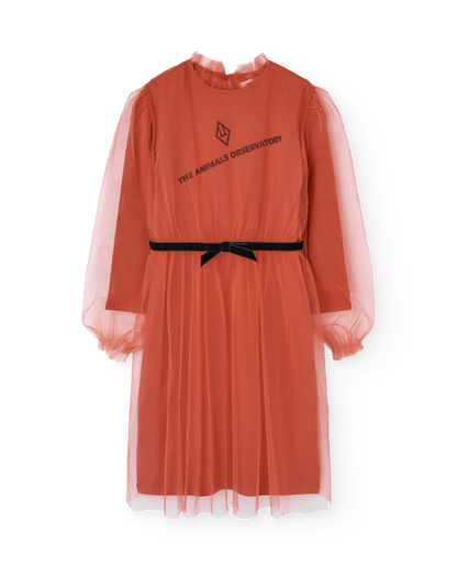 [TAO] Tulle Tortoise Kid Midi Dress - Red