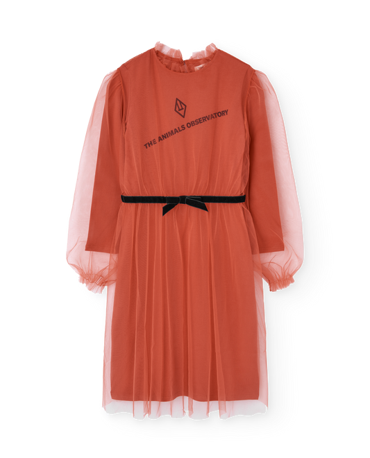 [TAO] Tulle Tortoise Kid Midi Dress - Red
