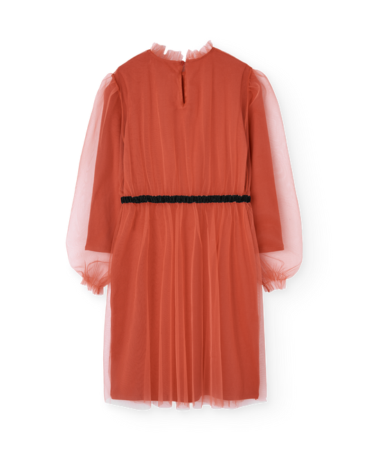[TAO] Tulle Tortoise Kid Midi Dress - Red