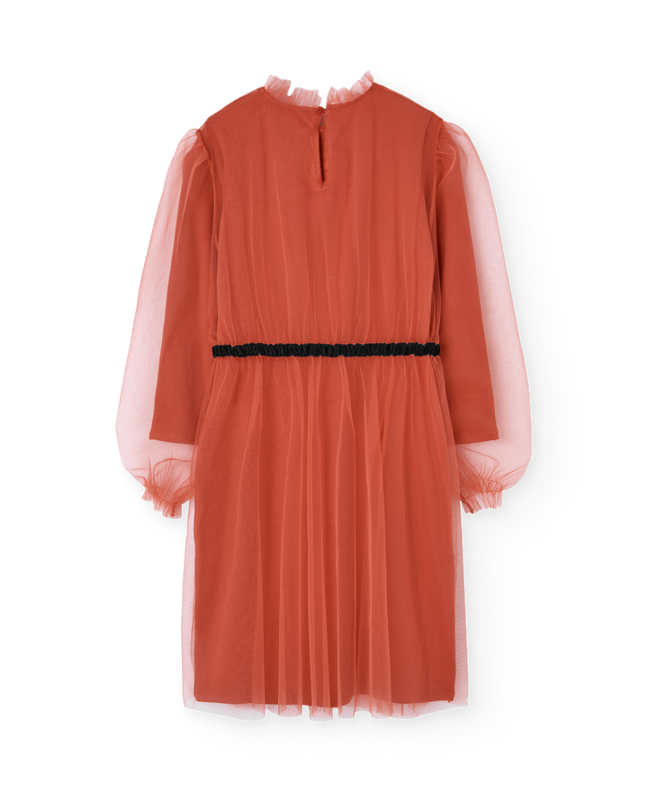 [TAO] Tulle Tortoise Kid Midi Dress - Red
