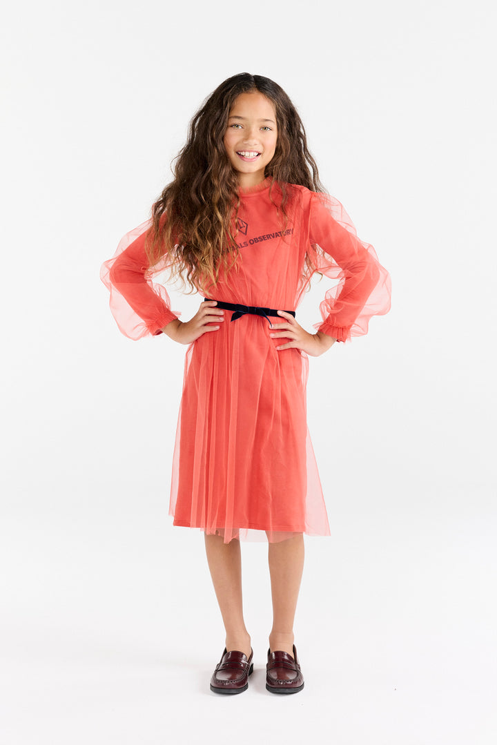 [TAO] Tulle Tortoise Kid Midi Dress - Red